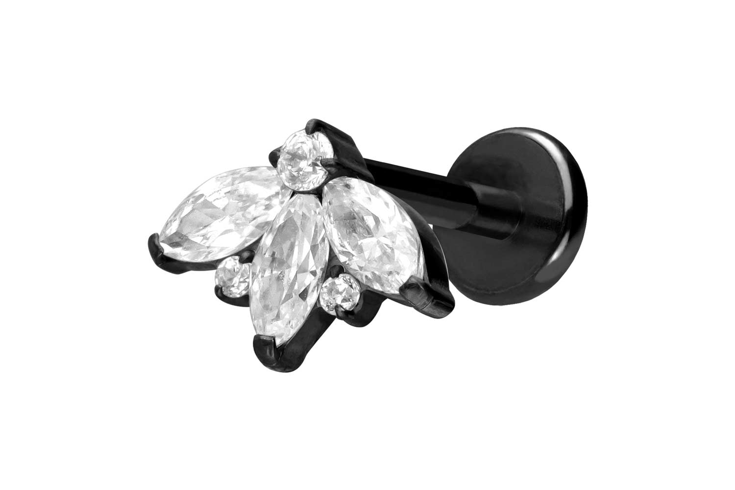 Titan Labret Piercing mit Push Fit LOTUSBLÜTE
